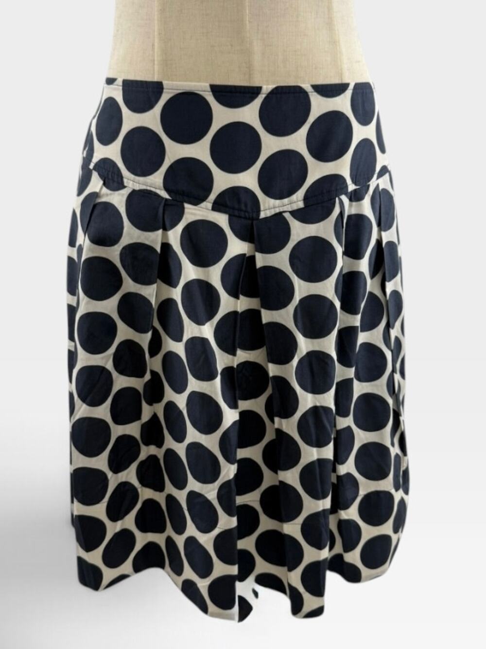Banana Republic Navy Dot Silk A-Line Skirt w/Front Pockets